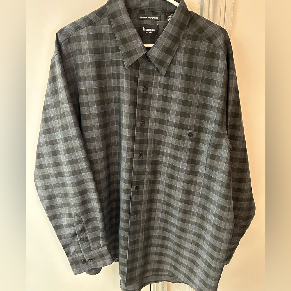 Haggar Luxury Microfiber Long Sleeve Button Down - 2XL